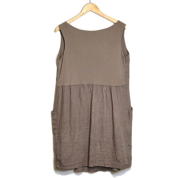 Couleur Lin Made In Italy Linen Scoop Neck Sleeveless Summer Dress Plus Size 16 - Picture 5 of 10